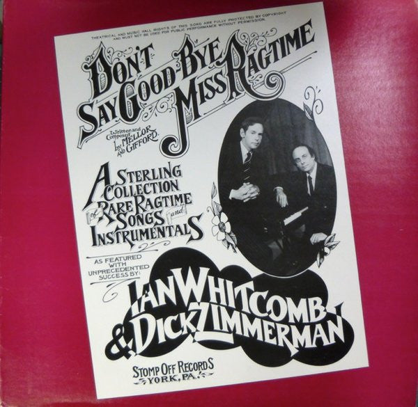Ian Whitcomb & Richard Zimmerman : Don't Say Good-Bye, Miss Ragtime (LP,Album)