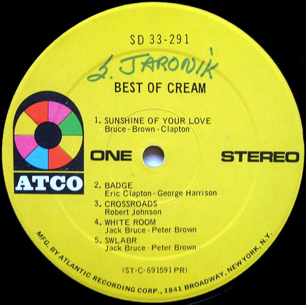 Cream (2) : Best Of Cream (LP,Compilation,Stereo)