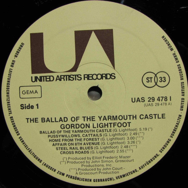 Gordon Lightfoot : The Ballad Of The Yarmouth Castle (LP,Compilation)