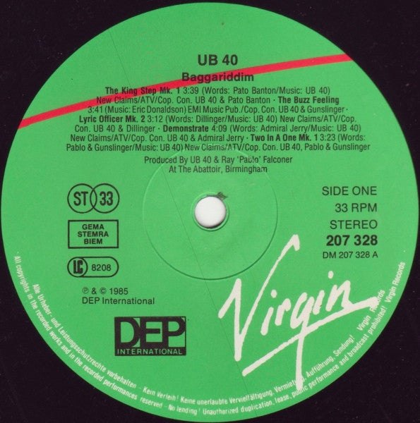 UB40 : Baggariddim (LP,Album,Stereo)