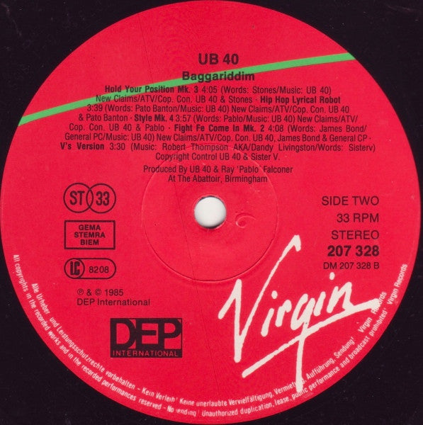 UB40 : Baggariddim (LP,Album,Stereo)