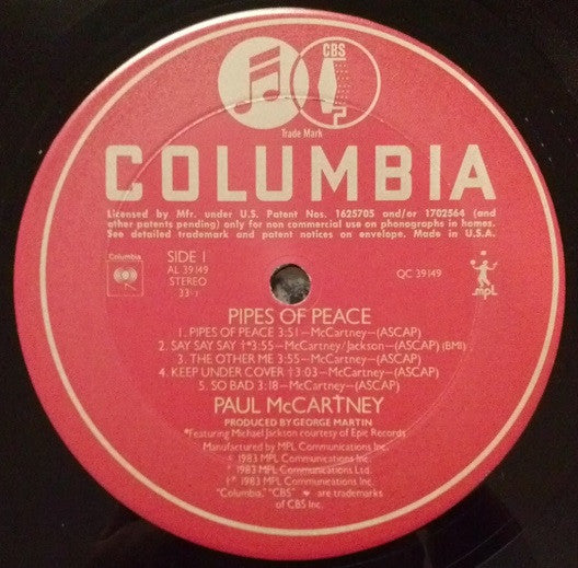 Paul McCartney : Pipes Of Peace (LP,Album,Stereo)