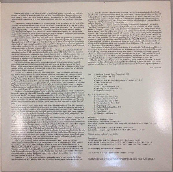 Nat King Cole : Penthouse Serenade (LP,Mono,Reissue,Remastered,Limited Edition)