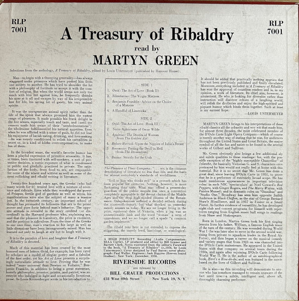 Martyn Green : A Treasury Of Ribaldry (LP)