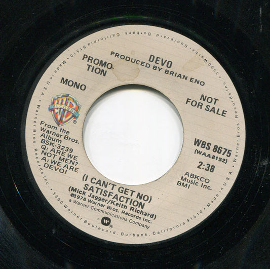 Devo : (I Can't Get No) Satisfaction (7",Single,Promo,Stereo,Mono)