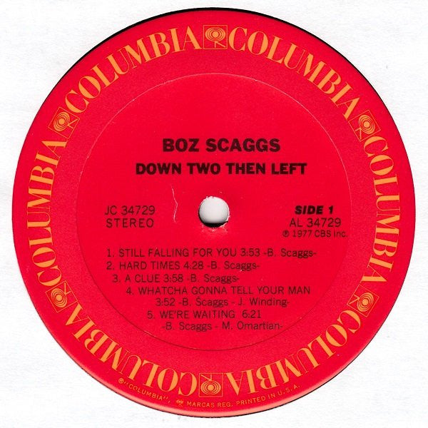 Boz Scaggs : Down Two Then Left (LP,Album,Stereo)