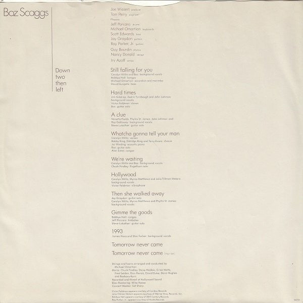 Boz Scaggs : Down Two Then Left (LP,Album,Stereo)