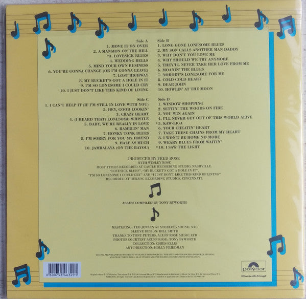 Hank Williams : Hank Williams - 40 Greatest Hits (LP,Compilation,Reissue,Remastered)