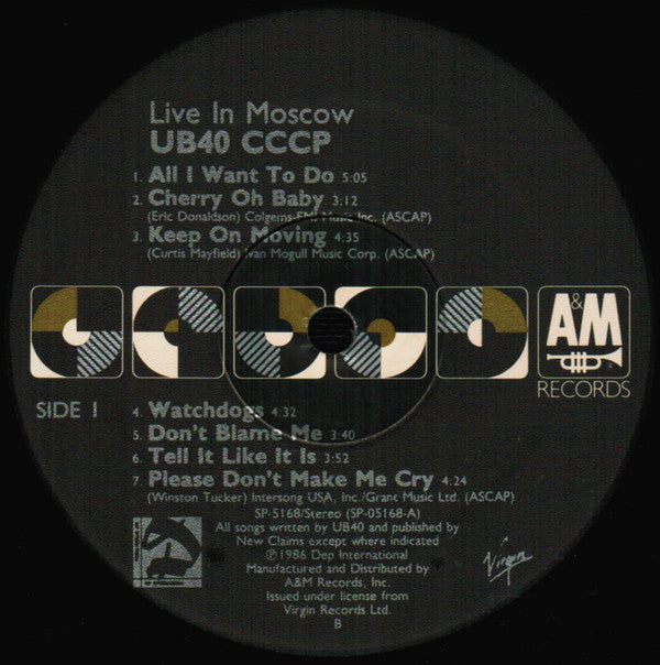 UB40 : CCCP - Live In Moscow (LP,Album,Stereo)
