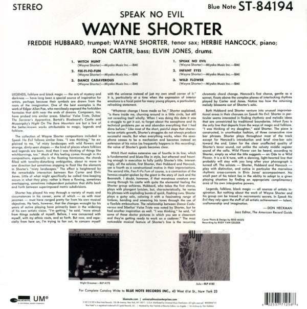 Wayne Shorter : Speak No Evil (LP,Album,Reissue,Remastered,Stereo)
