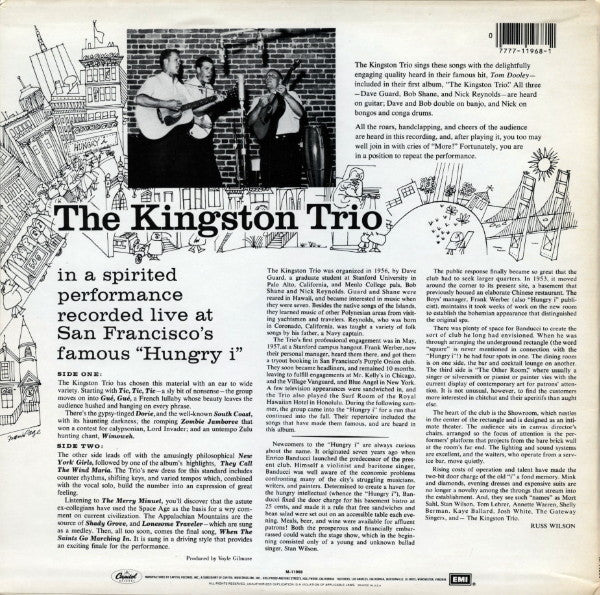 Kingston Trio : ... From The  “Hungry i” - Recorded In Live Performance (LP,Reissue,Mono)