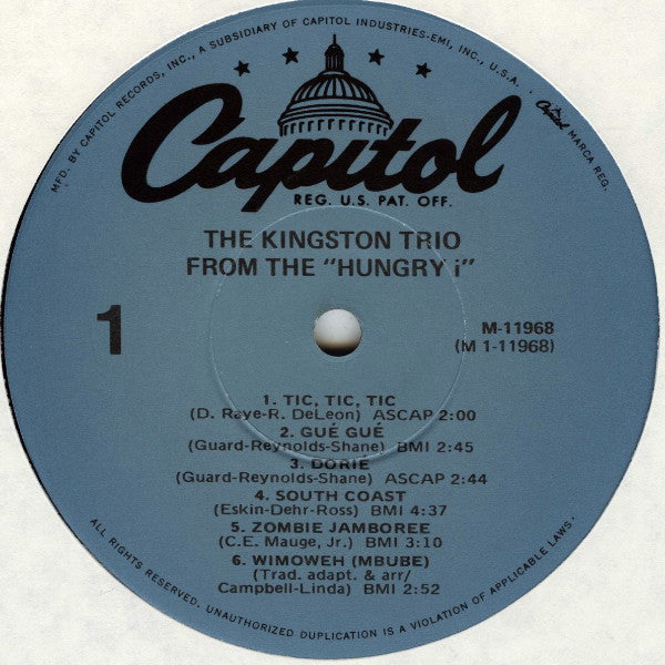 Kingston Trio : ... From The  “Hungry i” - Recorded In Live Performance (LP,Reissue,Mono)