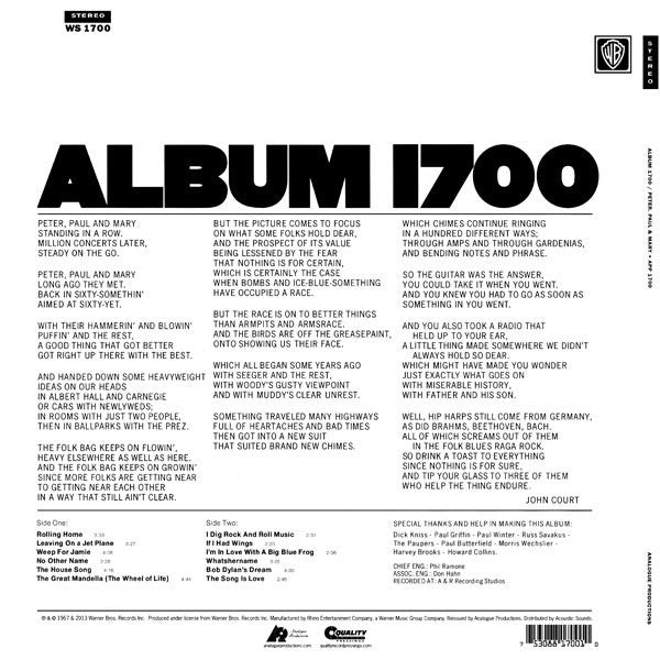 Peter, Paul & Mary : Album 1700 (LP,Album,Reissue,Remastered,Stereo)