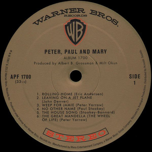 Peter, Paul & Mary : Album 1700 (LP,Album,Reissue,Remastered,Stereo)