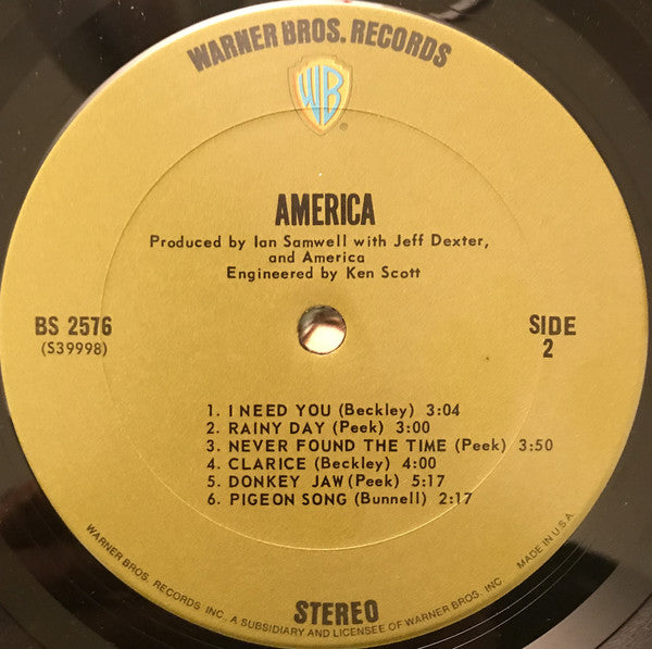 America (2) : America (LP,Album,Stereo)