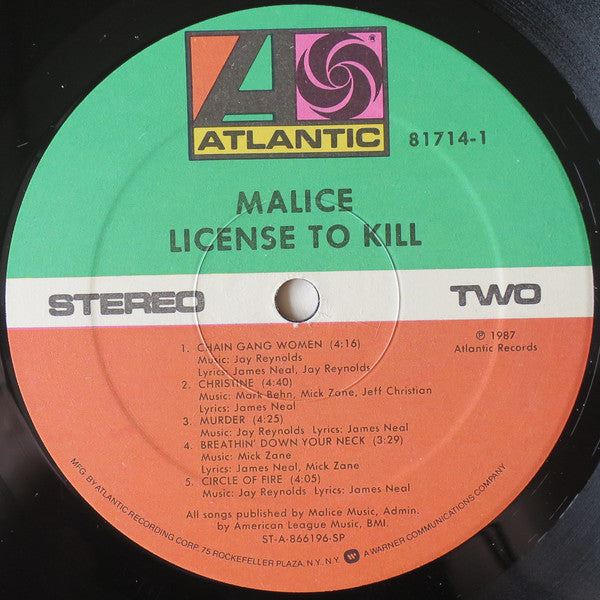 Malice (2) : License To Kill (LP,Album)