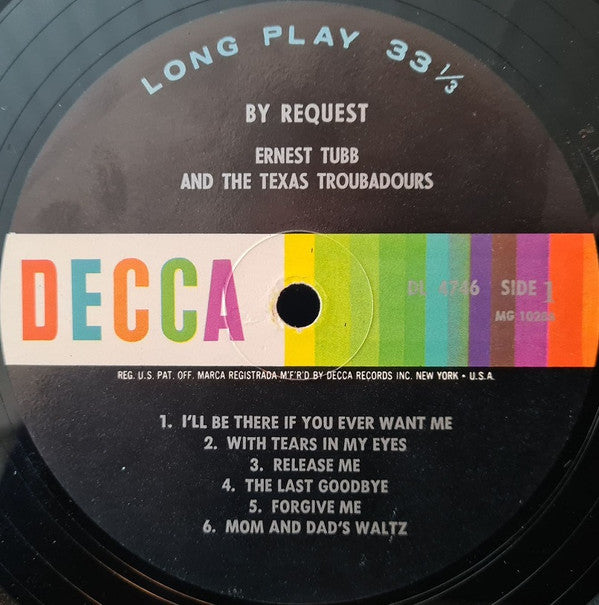 Ernest Tubb And Texas Troubadours, The : By Request (LP,Album,Mono)