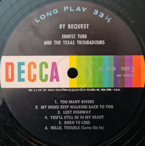 Ernest Tubb And Texas Troubadours, The : By Request (LP,Album,Mono)