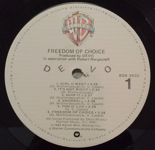 Devo : Freedom Of Choice (LP,Album)