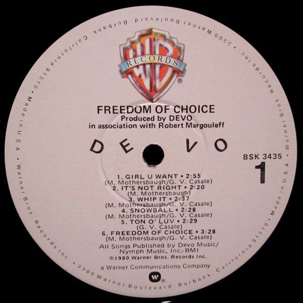 Devo : Freedom Of Choice (LP,Album)