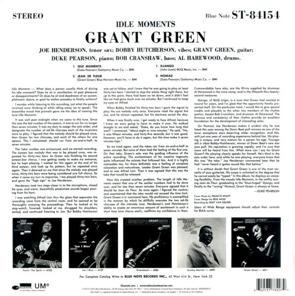 Grant Green : Idle Moments (LP,Album,Reissue,Remastered,Stereo)