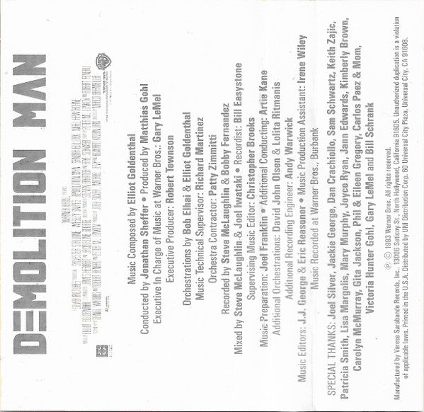 Elliot Goldenthal : Demolition Man (The Original Orchestral Score) (Album)