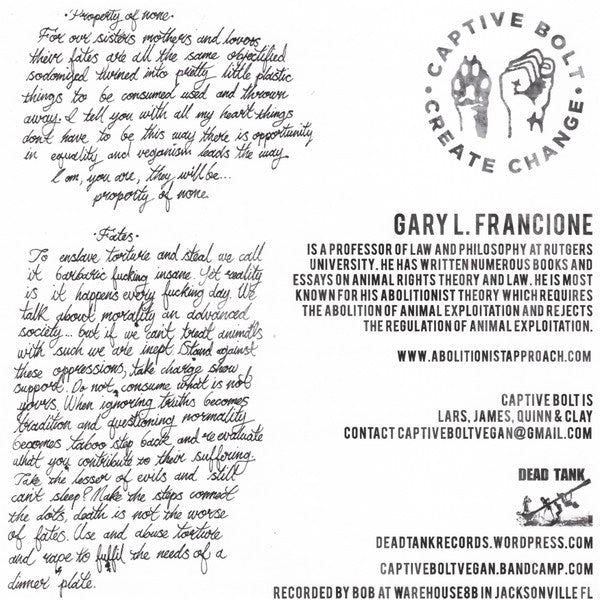 Captive Bolt, Gary Francione : Split 7" (7")