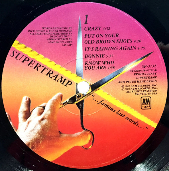 Supertramp : "...Famous Last Words..." (LP,Album,Stereo)