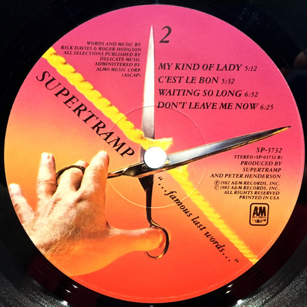 Supertramp : "...Famous Last Words..." (LP,Album,Stereo)