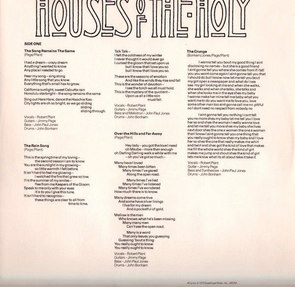 Led Zeppelin : Houses Of The Holy (LP,Album,Stereo)