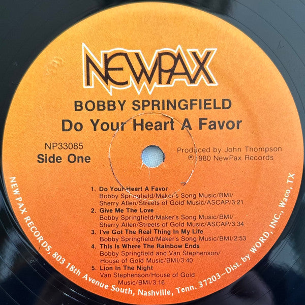 Bobby Springfield : Do Your Heart A Favor (LP,Album)