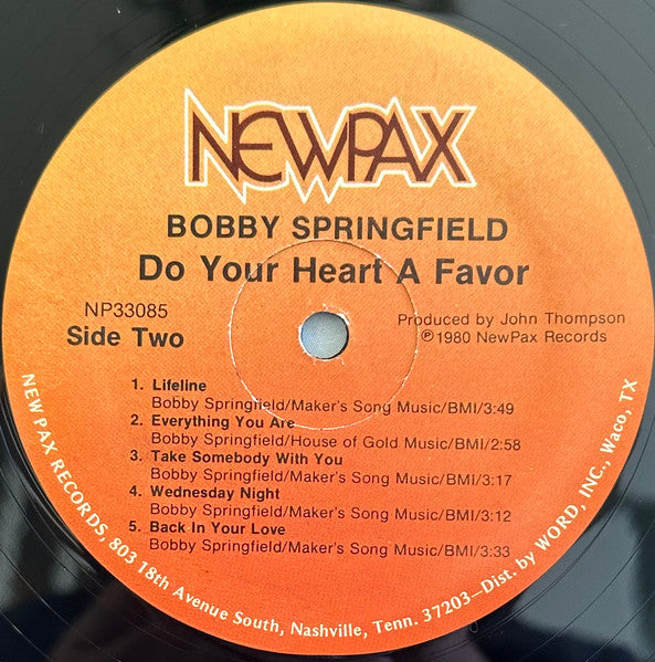 Bobby Springfield : Do Your Heart A Favor (LP,Album)