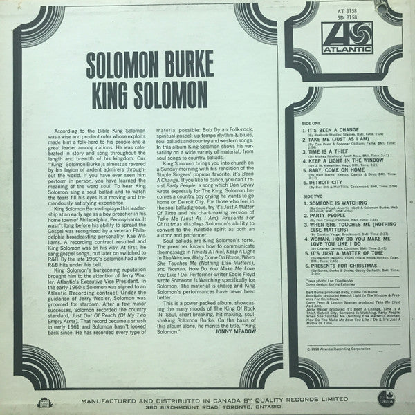 Solomon Burke : King Solomon (LP,Album,Stereo)