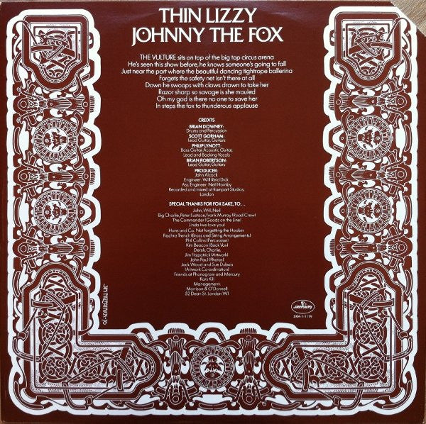 Thin Lizzy : Johnny The Fox (LP,Album,Stereo)