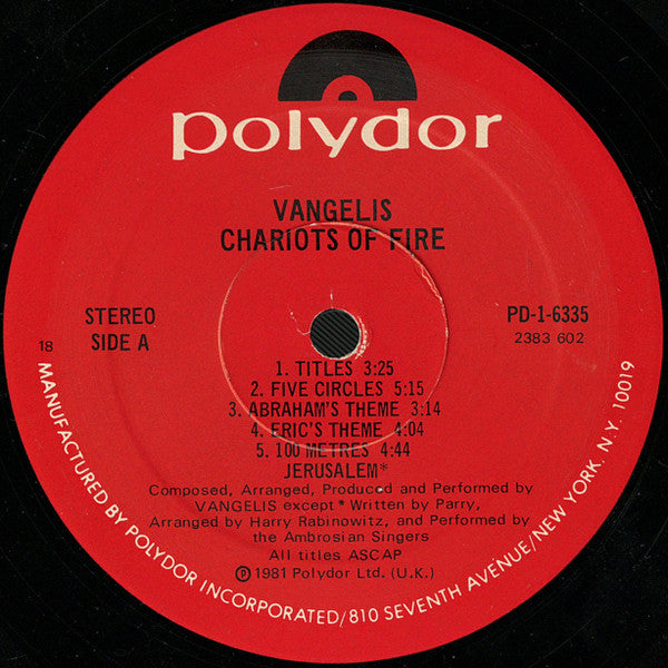 Vangelis : Chariots Of Fire (LP,Album)
