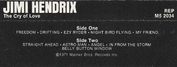 Jimi Hendrix : The Cry Of Love (Album,Reissue)