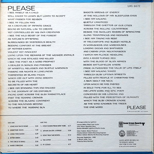 Gordon Lightfoot : Back Here On Earth (LP,Album,Stereo)