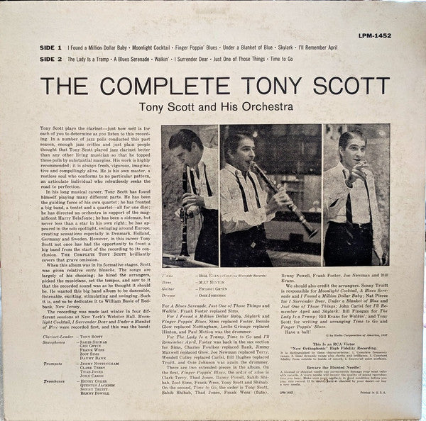 Tony Scott And His Orchestra : The Complete Tony Scott (LP,Album,Mono)