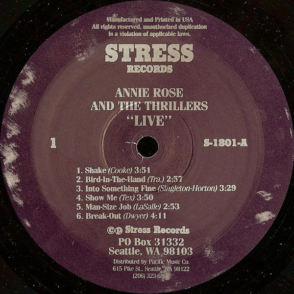Annie Rose (2) And Thrillers (7), The : Live (LP)