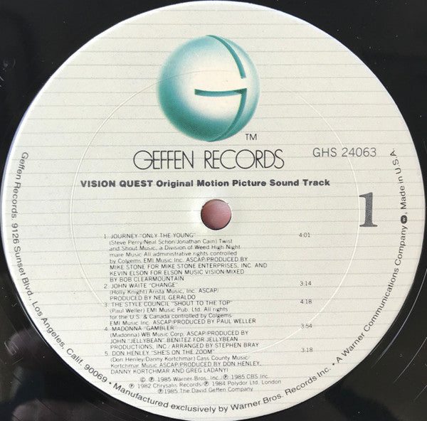 Various : Vision Quest (Original Motion Picture Sound Track) (LP,Compilation,Club Edition)