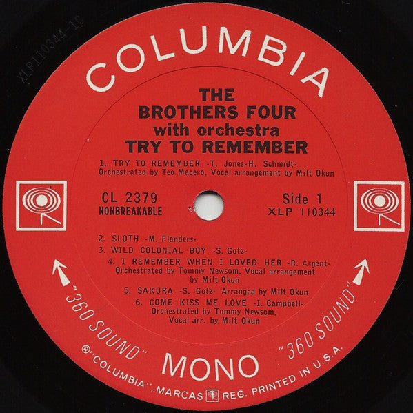 Brothers Four, The : Try To Remember (LP,Album,Mono)