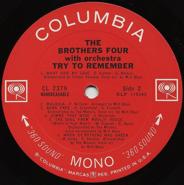 Brothers Four, The : Try To Remember (LP,Album,Mono)