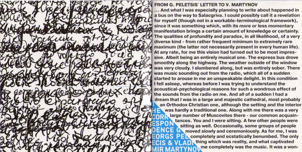 Georgs Pelēcis & Vladimir Martynov : The Correspondence ()