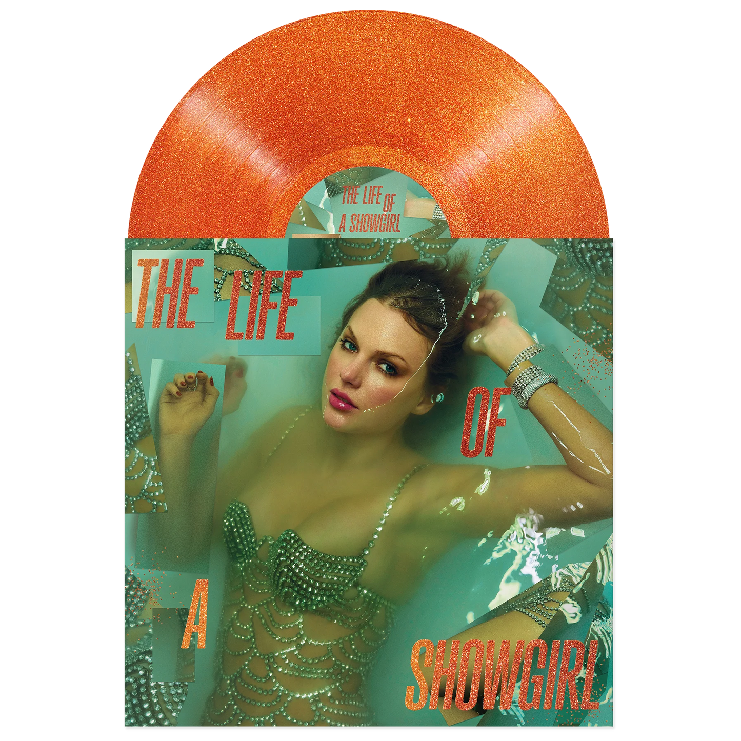 Taylor Swift The Life of a Showgirl: Sweat and Vanilla Perfume Portofino Orange Glitter Vinyl