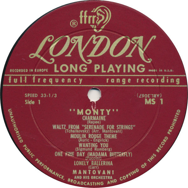 Mantovani And His Orchestra : Monty (LP,Compilation,Limited Edition)