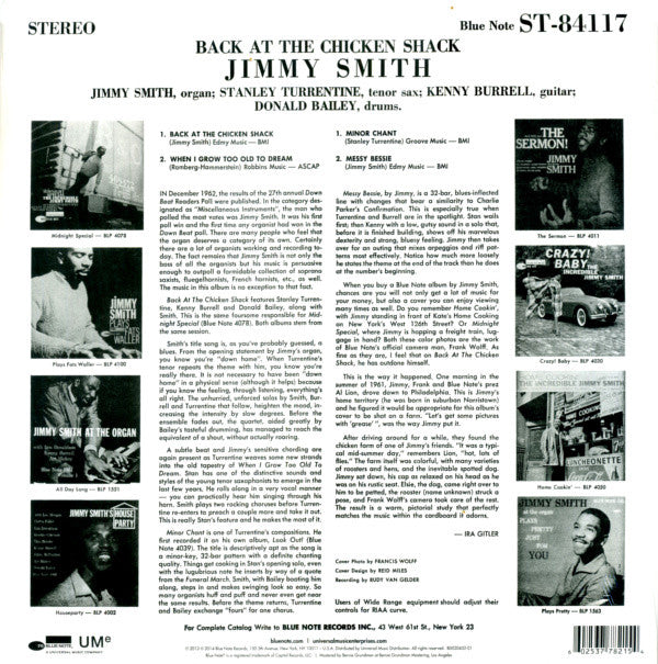 Jimmy Smith : Back At The Chicken Shack (LP,Album,Reissue,Remastered,Stereo)