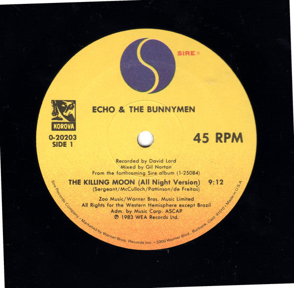 Echo & The Bunnymen : The Killing Moon (All Night Version) (12",45 RPM,Maxi-Single)