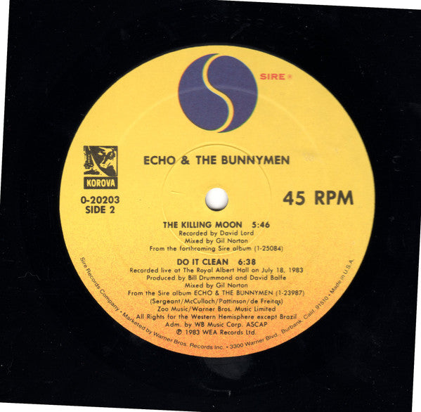 Echo & The Bunnymen : The Killing Moon (All Night Version) (12",45 RPM,Maxi-Single)