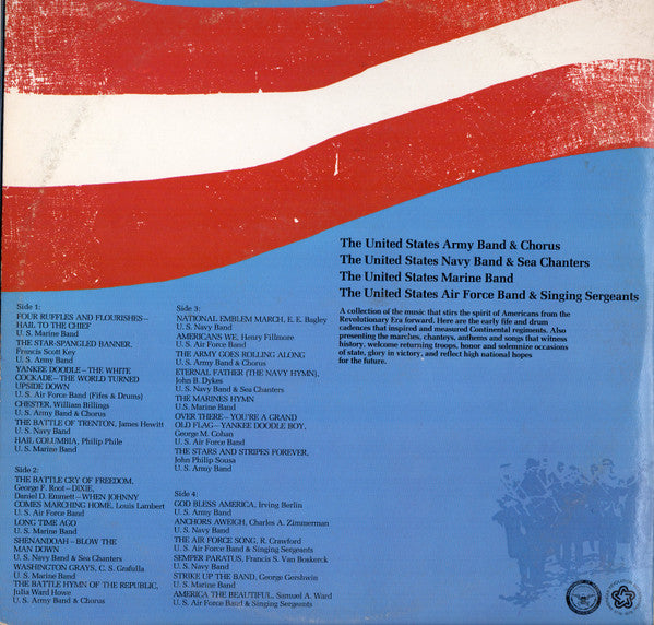United States Army Band, The & United States Army Chorus, The, U.S. Navy Band & U.S. Navy Sea Chanters, U.S. Marine Band, United States Air Force Band & Singing Sergeants : Broad Stripes Bright Stars (LP,Compilation,Stereo)