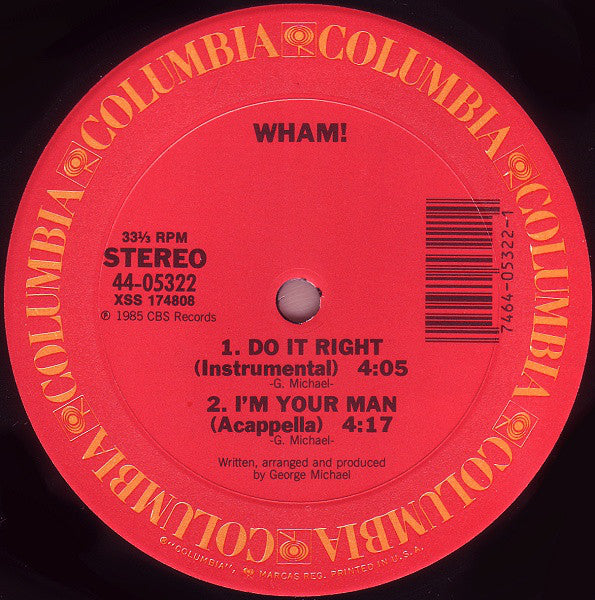 Wham! : I'm Your Man (12",33 ⅓ RPM)